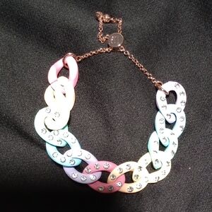 Colorful Chain Link Bracelet with Crystals